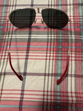 Carrera Silver Frame Sunglasses with Black Lenses and Red Temple Tips